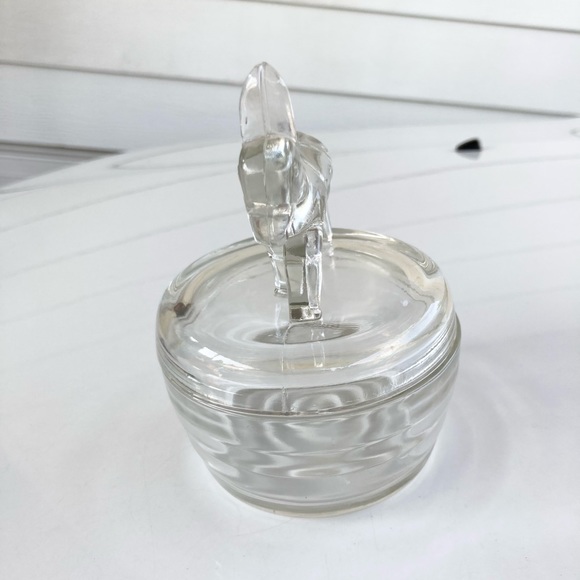 Vintage Jeannette Glass Donkey Powder Dish or Jar - Picture 6 of 12
